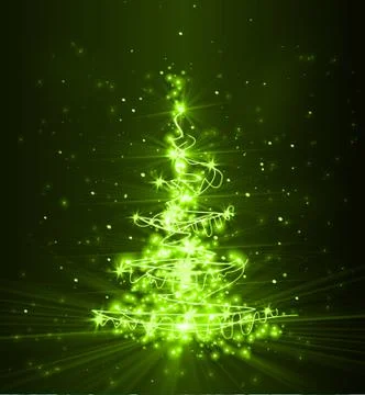 Christmas tree from light Stock Illustration