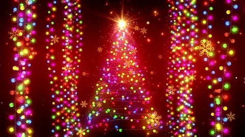 Christmas Tree Light Strings Background Vidéo 204145296