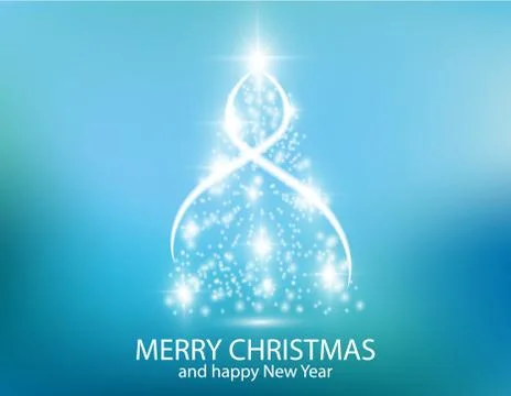 Christmas tree from light vector background. Greeting card or invitation. Eps 10 Stock Illustration