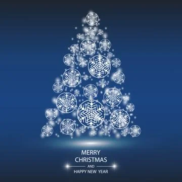 Christmas tree from light vector background. Greeting card or invitation. Eps 10 Stock Illustration