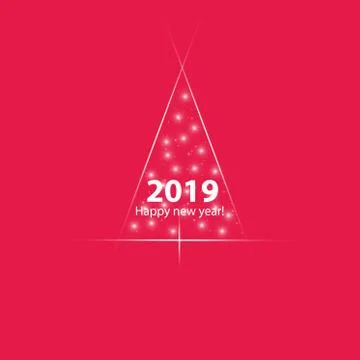 Christmas tree from light vector background. Greeting card or invitation. Merry Stock Illustration