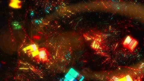 Christmas tree lighted garland Stock-Footage 83736596
