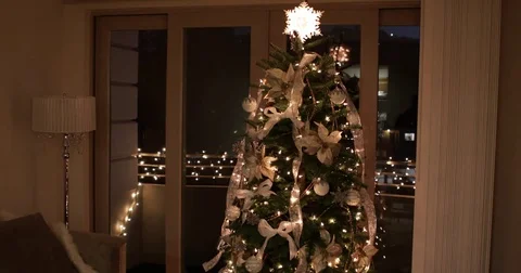 Christmas Tree Lighting Up Stock Footage 83100835