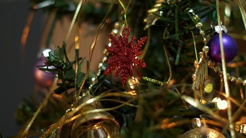 Christmas tree lights and decorations Stock Footage 84265700