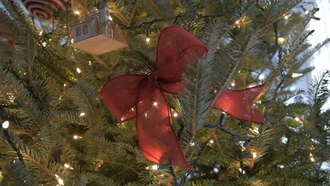 Christmas tree lights and decorations Stock Footage 120889228