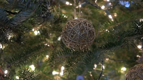 Christmas tree lights and decorations Stock Footage 120890354