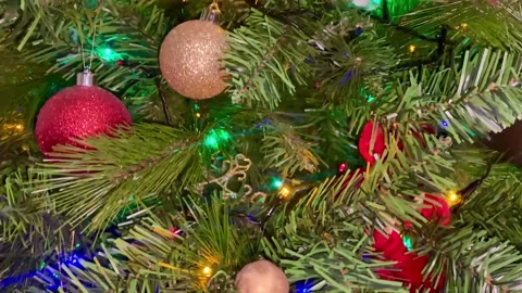 Christmas tree lights and decorations Stock Footage 258396113