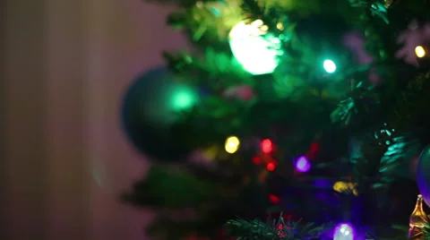 Christmas tree lights and ornaments Video stock 32141053