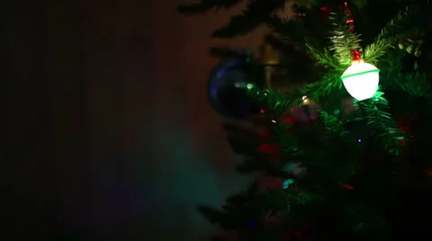 Christmas tree lights and ornaments Video stock 32168580