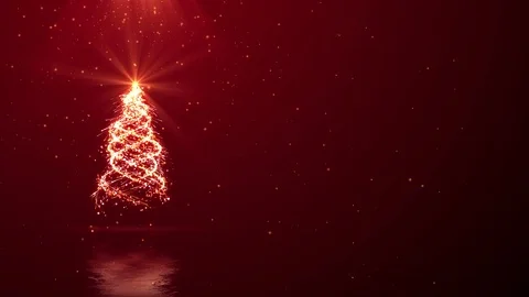 Christmas tree lights and ray on red background looped with space for your text Stock Footage 95944875