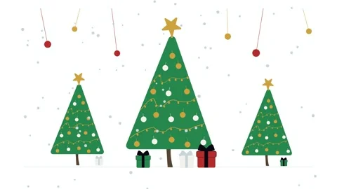 Christmas Tree Lights Animation Green and Gold Glowing Bulbs Minimal Holiday Stock Footage 345264517