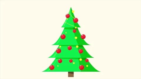 Christmas tree with lights, balls falling appears 4K animation. Alpha channel Stock Footage 160053854