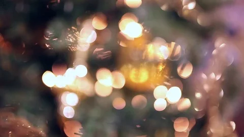 Christmas tree with lights. Blurred background. New Year. The lights. Stock Footage 84102392