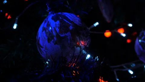 Christmas Tree Lights Close up Decorations Stock-Footage 115858065