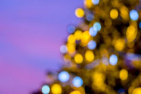 Christmas tree, lights, colors and abstraction background Stock Photos