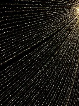 Christmas tree with lights decorations outdoors at night Stock Photos