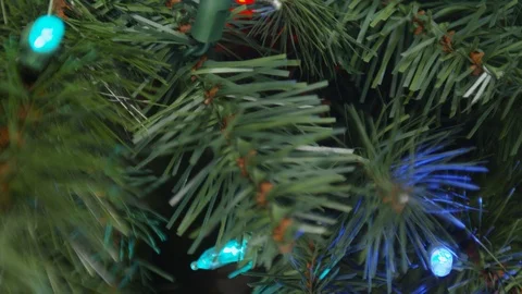 Christmas Tree lights details trigger different light settings and color 213 Stock Footage 100283784