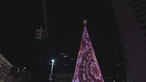 Christmas Tree Lights Downtown Stock Footage 143799440