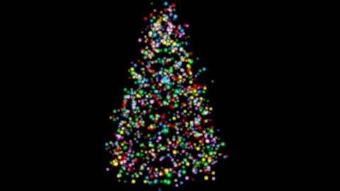 Christmas tree lights explode, spreading out. 3d animation. Alpha matte included Stock Footage 97947557