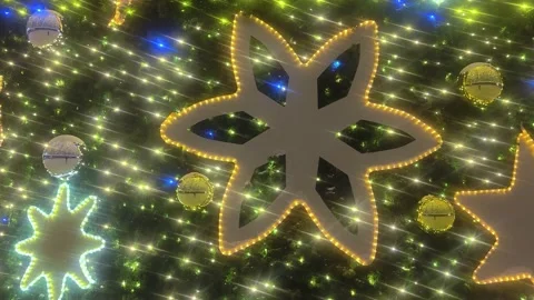 Christmas tree lights glittering at night. New Year fir tree with decorations. 스톡 동영상 294025066