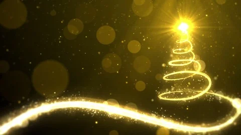 Christmas tree lights on gold background with copy space for text placeholder Stock Footage 81906339
