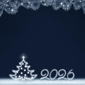 Christmas tree with lights isolated on dark night background. Stock Illustration