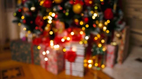 Christmas tree lights with nice bokeh Stock Footage 220330995