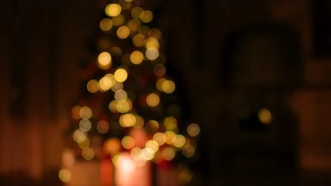 Christmas tree lights with nice bokeh Stock Footage 220684977
