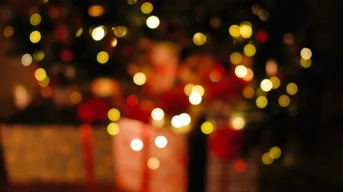 Christmas tree lights with nice bokeh Stock Footage 220684994