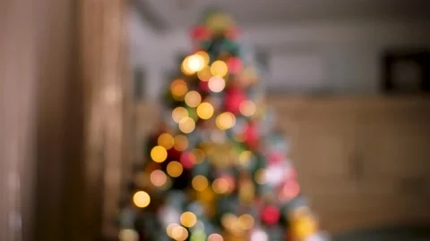 Christmas tree lights with nice bokeh Stock Footage 220685060