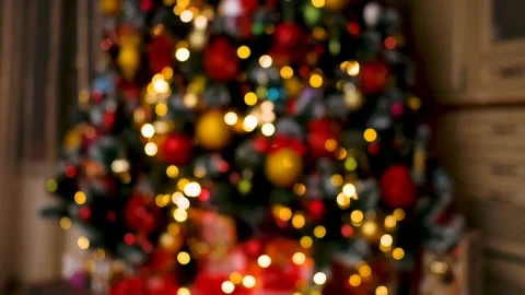 Christmas tree lights with nice bokeh warm colors Stock Footage 220685159
