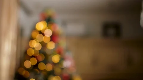 Christmas tree lights with nice bokeh Stock Footage 220685286