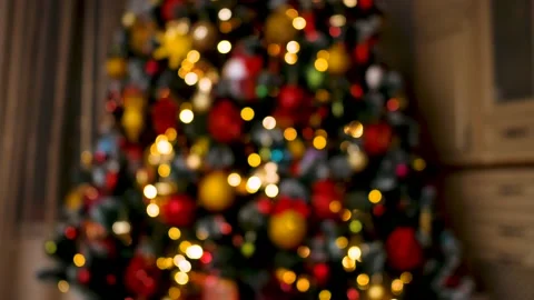 Christmas tree lights with nice bokeh warm colors Stock Footage 220685340