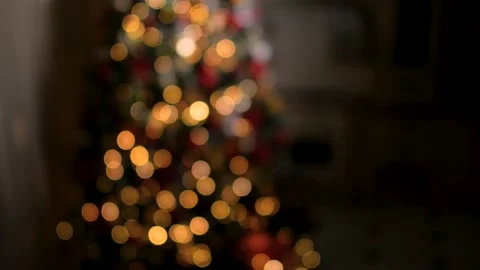 Christmas tree lights with nice bokeh warm colors Stock Footage 220832962