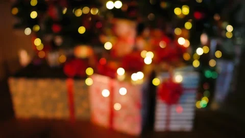 Christmas tree lights with nice bokeh Stock Footage 220833074
