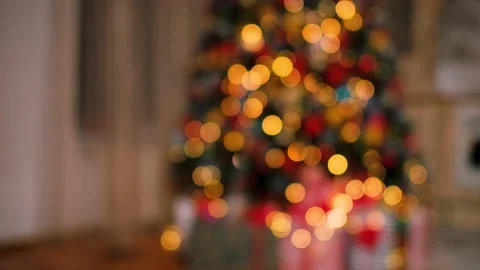 Christmas tree lights with nice bokeh Stock Footage 220833116