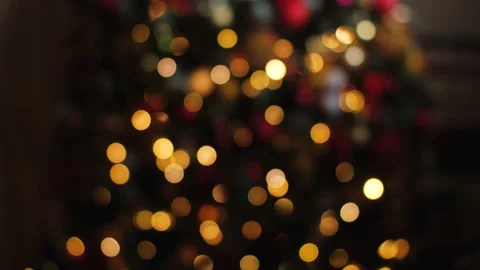 Christmas tree lights with nice bokeh warm colors Stock Footage 220833188