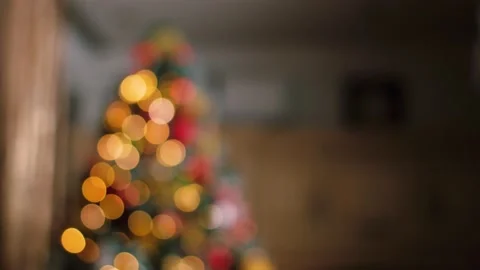 Christmas tree lights with nice bokeh Stock Footage 220833268