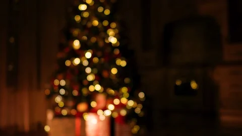 Christmas tree lights with nice bokeh Stock Footage 222046733