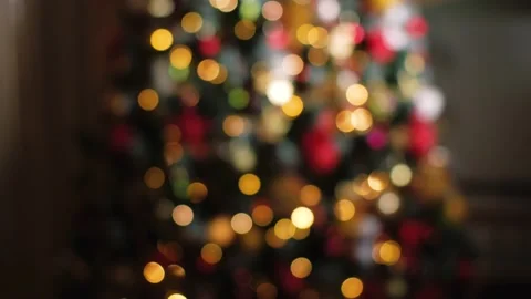 Christmas tree lights with nice bokeh warm colors Stock Footage 222046894