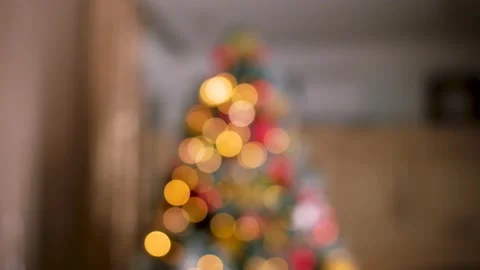 Christmas tree lights with nice bokeh Stock Footage 222046993