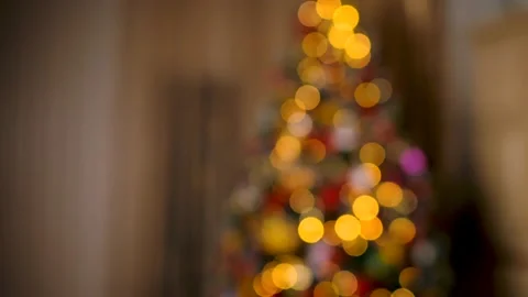 Christmas tree lights with nice bokeh Stock Footage 222047020