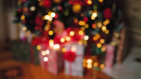 Christmas tree lights with nice bokeh Stock Footage 224107227
