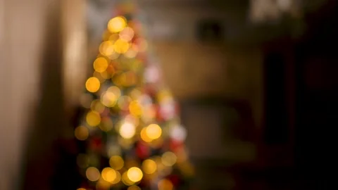 Christmas tree lights with nice bokeh Stock Footage 224107374