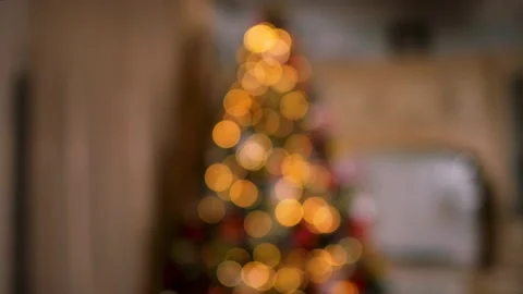 Christmas tree lights with nice bokeh Stock Footage 224853118