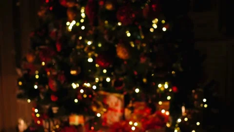 Christmas tree lights with nice bokeh warm colors Stock Footage 226937073