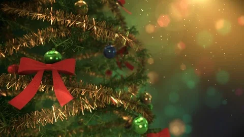 Christmas Tree with Lights, Shiny Decorations and place for your text. Stock Footage 70812015