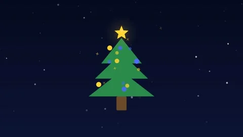 Christmas tree lights star glowing navy loop Stock Footage 342614335
