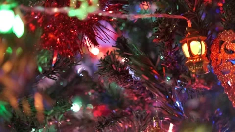 Christmas Tree Lights Twinkling Stock Footage 167383379