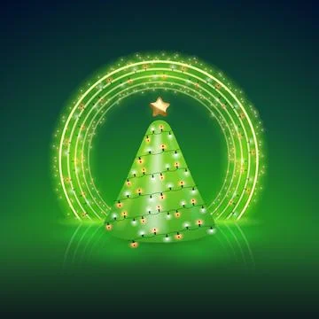 Christmas Tree with Lights Vector Stock Illustration